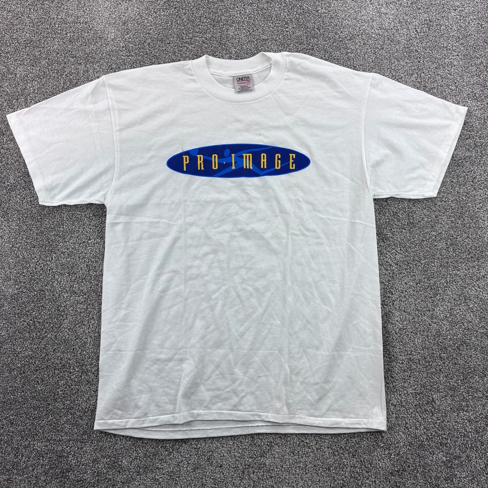Vintage Pro Image Shirt Mens XL White Graphic Tee 90s USA Fabric Oneita